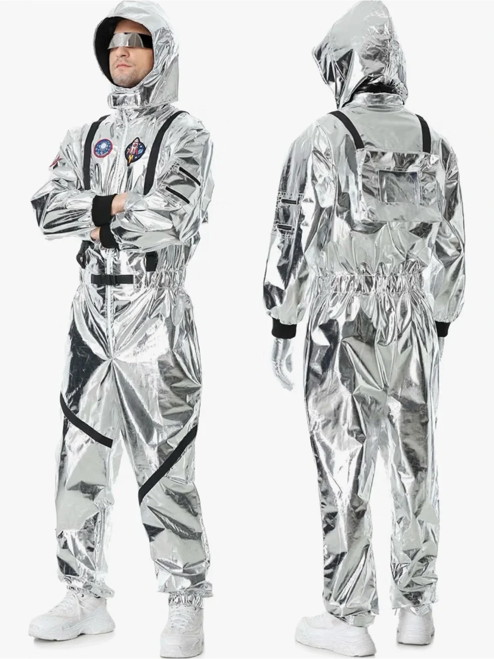 Astronaut Costume Adult Silver Spaceman Suit Unisex Halloween